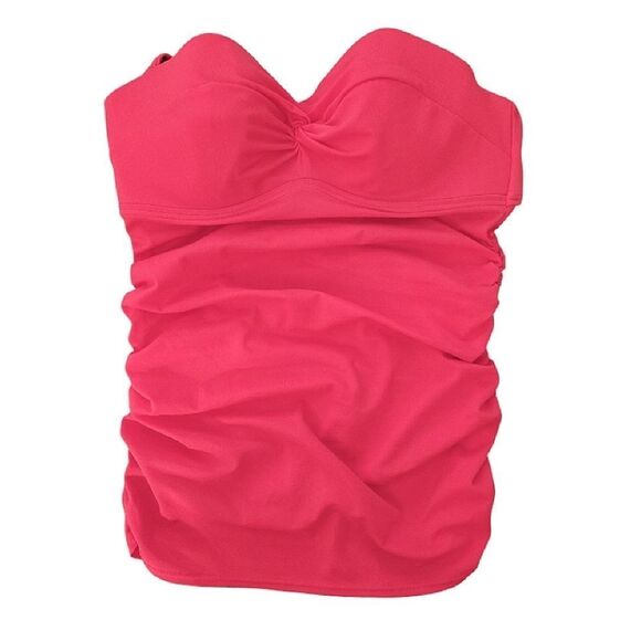 Victoria's Secret 2014 Hot Pink Strapless Push Up Ruched Tankini Swim Top 36C - Picture 2 of 13